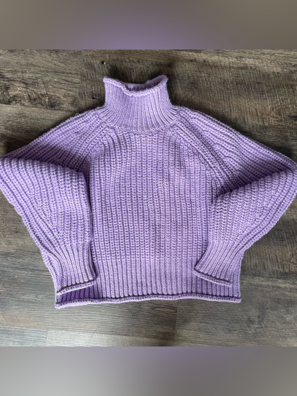 Lavender Turtleneck Chunky Knit Sweater